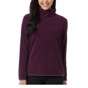 32 Degrees Heat Purple Fleece Mock Neck Snap Button Pullover Sweater Jacket Sm
